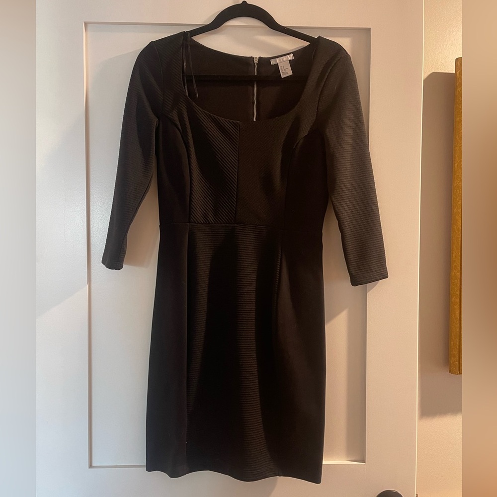 H&M Black Textured Mini Dress